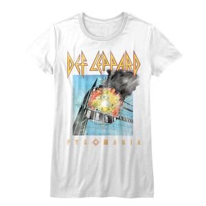 Def Leppard Faded Pyromania White Junior Womens T-Shirt